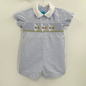 Claire & Charlie Fine Hand Smocked Bubble Romper 18 Months Baby Boy Easter Bunny